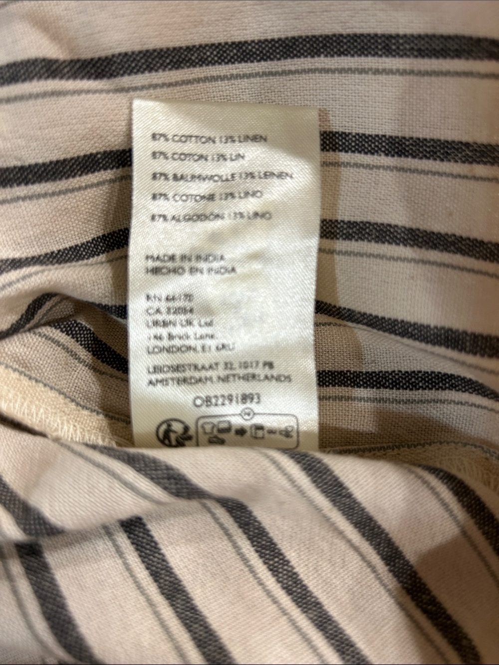 We the Free Free People Christopher linen shirt Tan/Grey Small - Picture 7 of 7